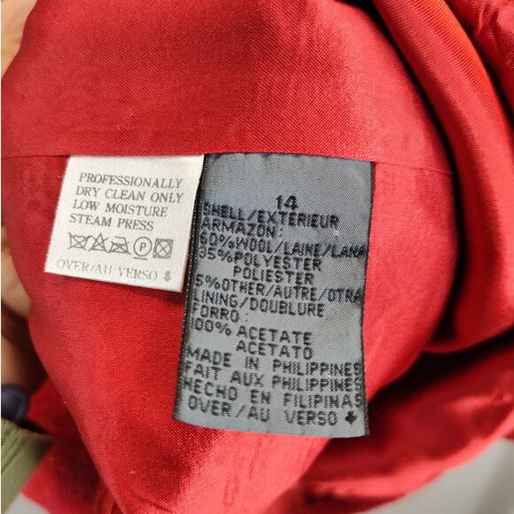 Liz Wear Vintage Red Wool Blend Confetti Blazer, 14 - Picture 6 of 10